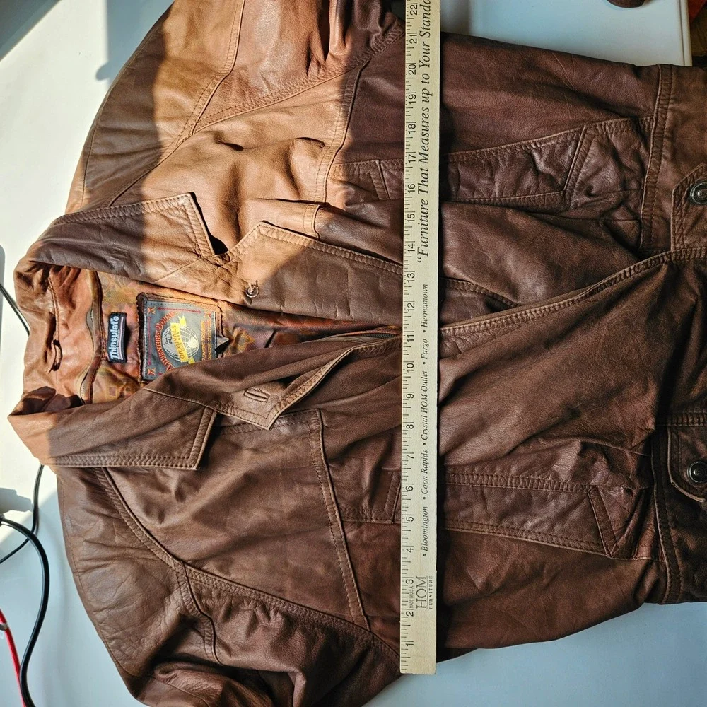 Vintage Wilsons Leather Bomber Jacket Medium Brown 90s Aviator Aventure Bound